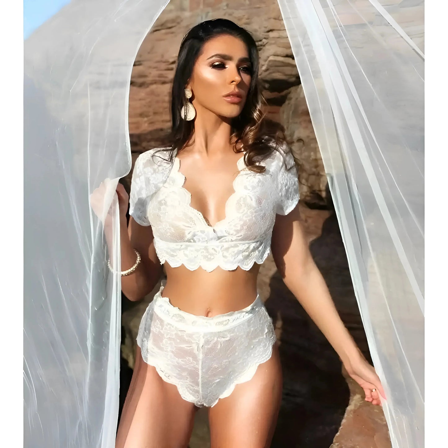 Lace Lingerie Set with Sleeves