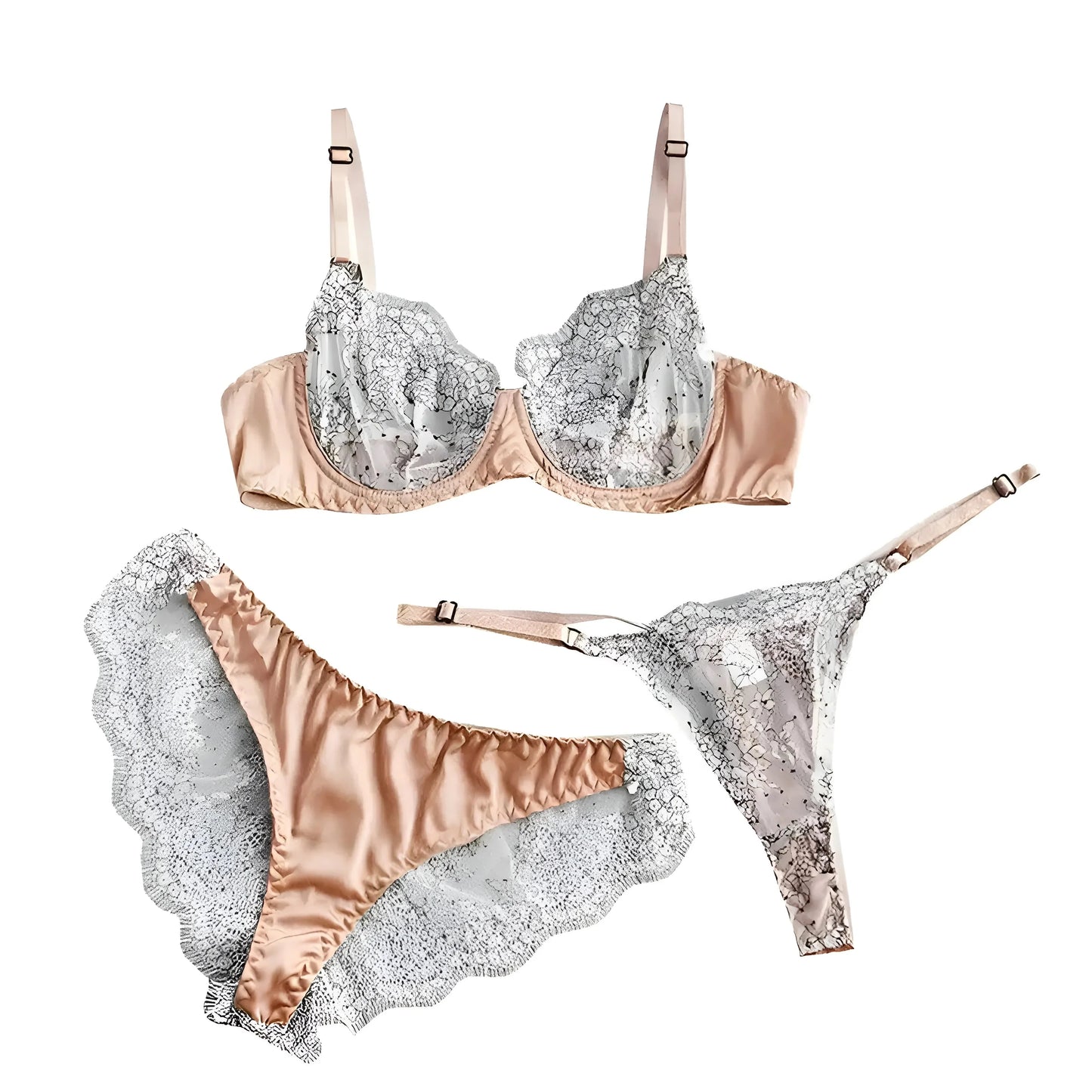 Lace Lingerie Set with Two Styles of Knickers