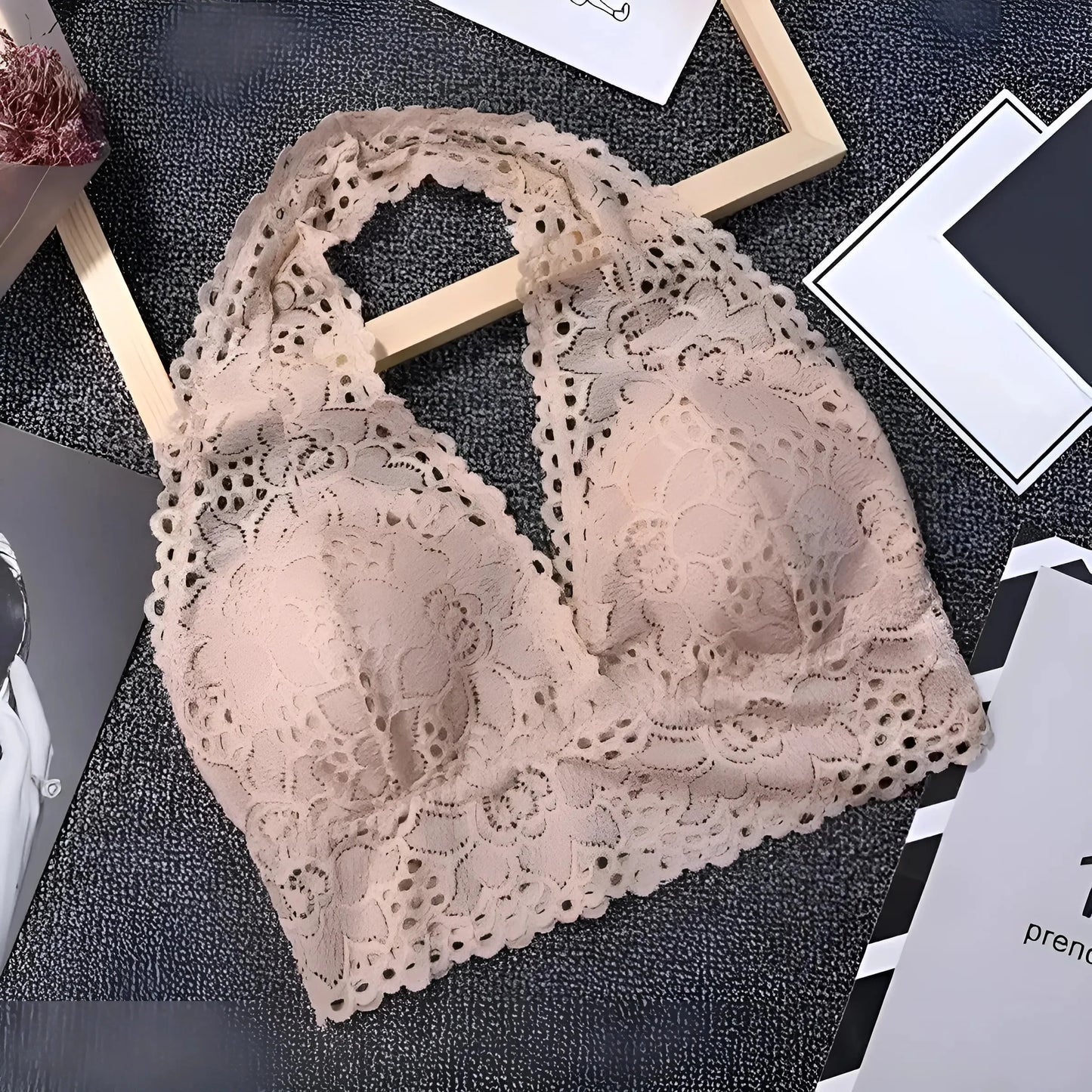 Lace Neck Halter Bra