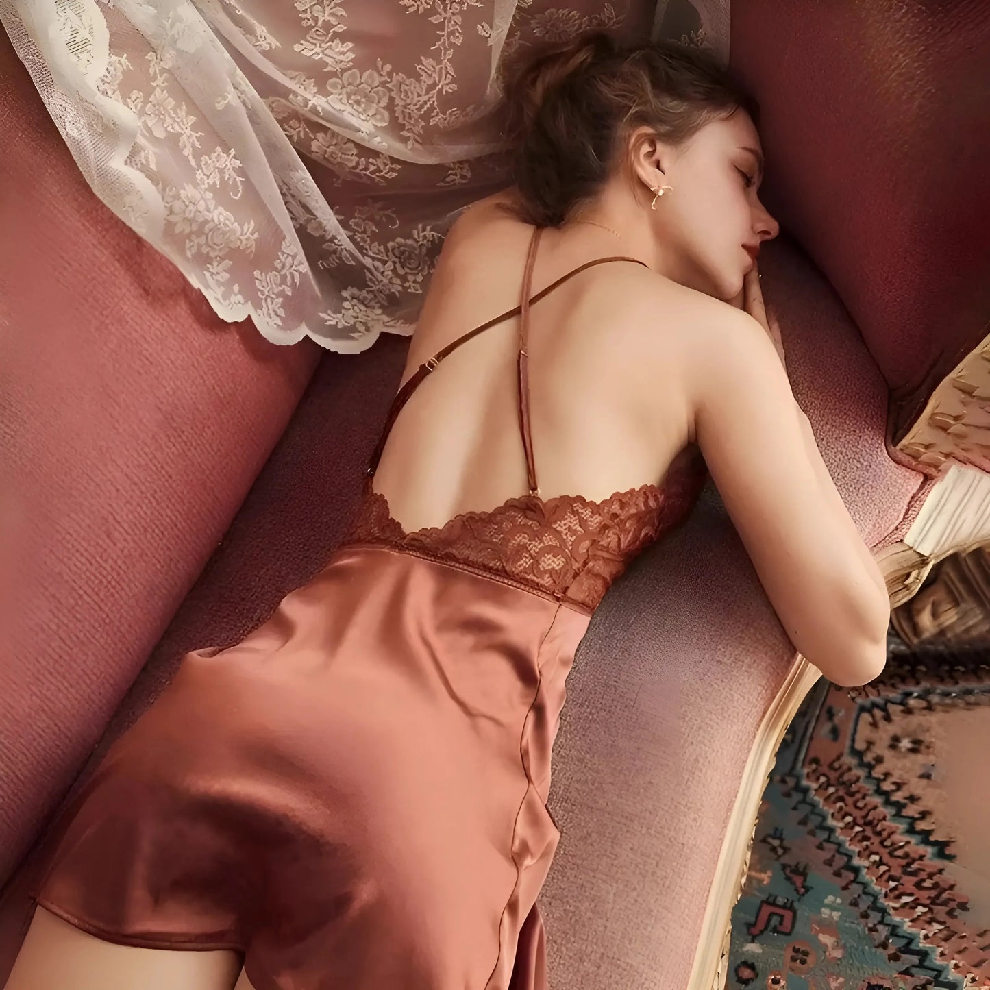 Lace Nightdress with Open Back