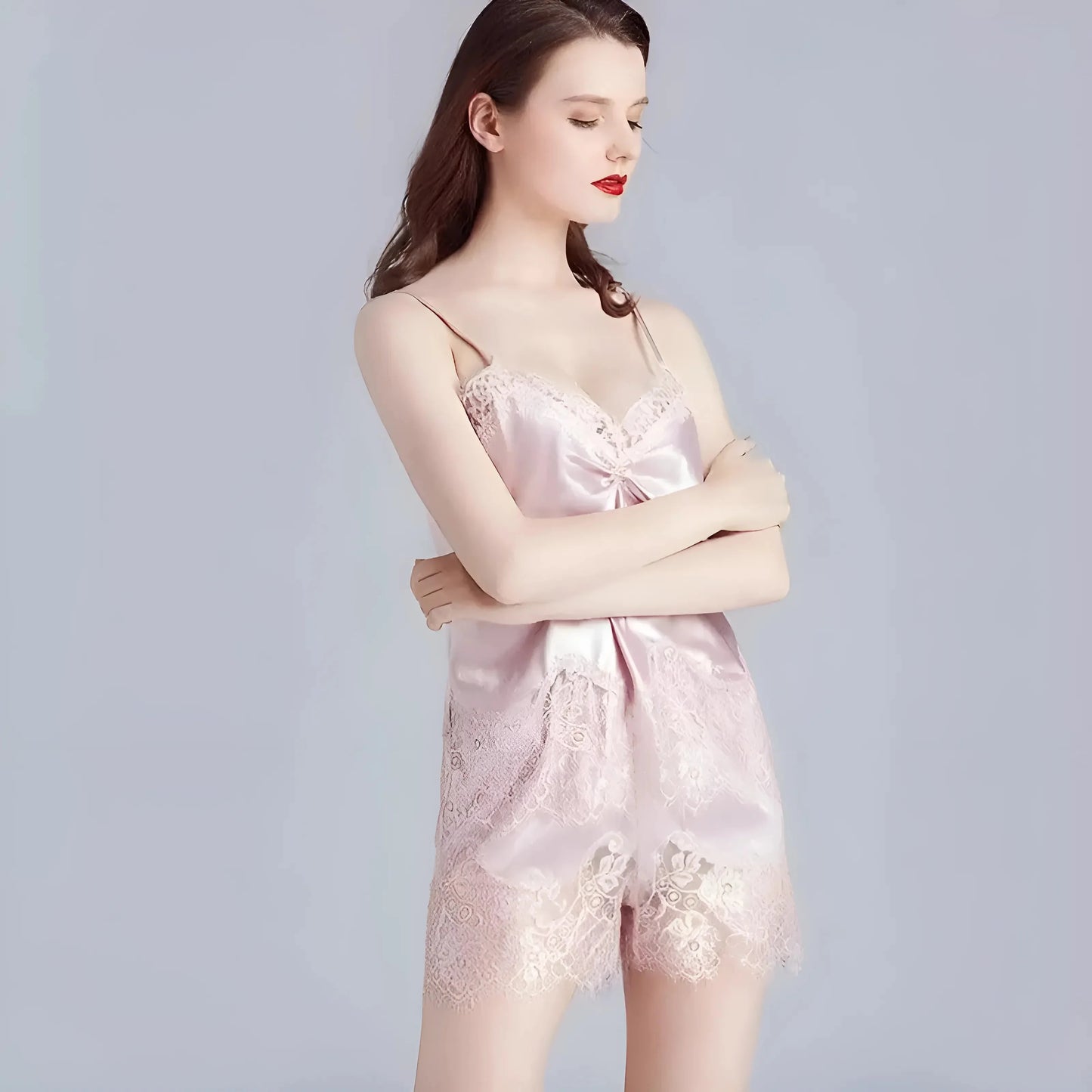 Lace Trim Shorts Pyjama Set