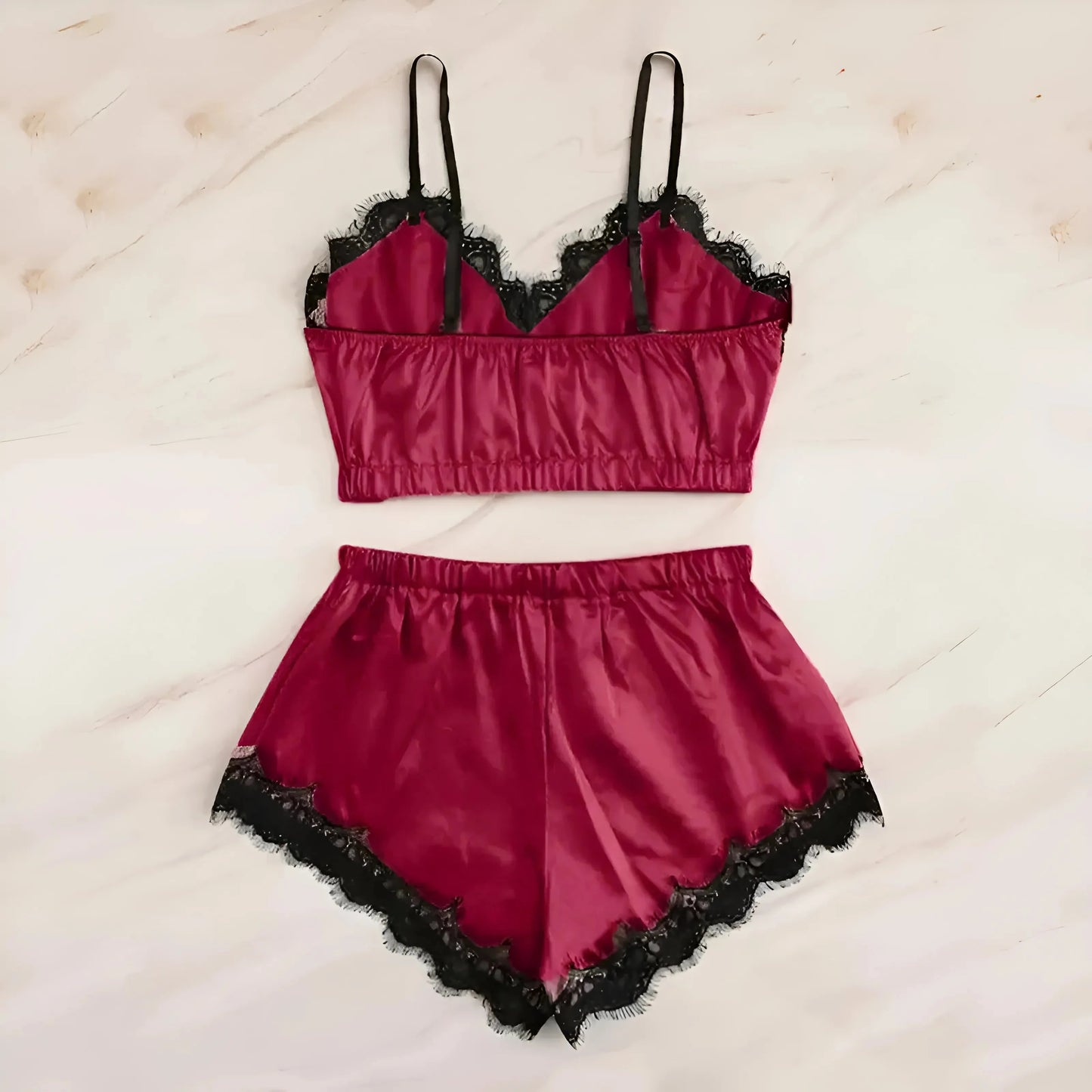 Lace Two-Piece Pyjama Set with Short Top