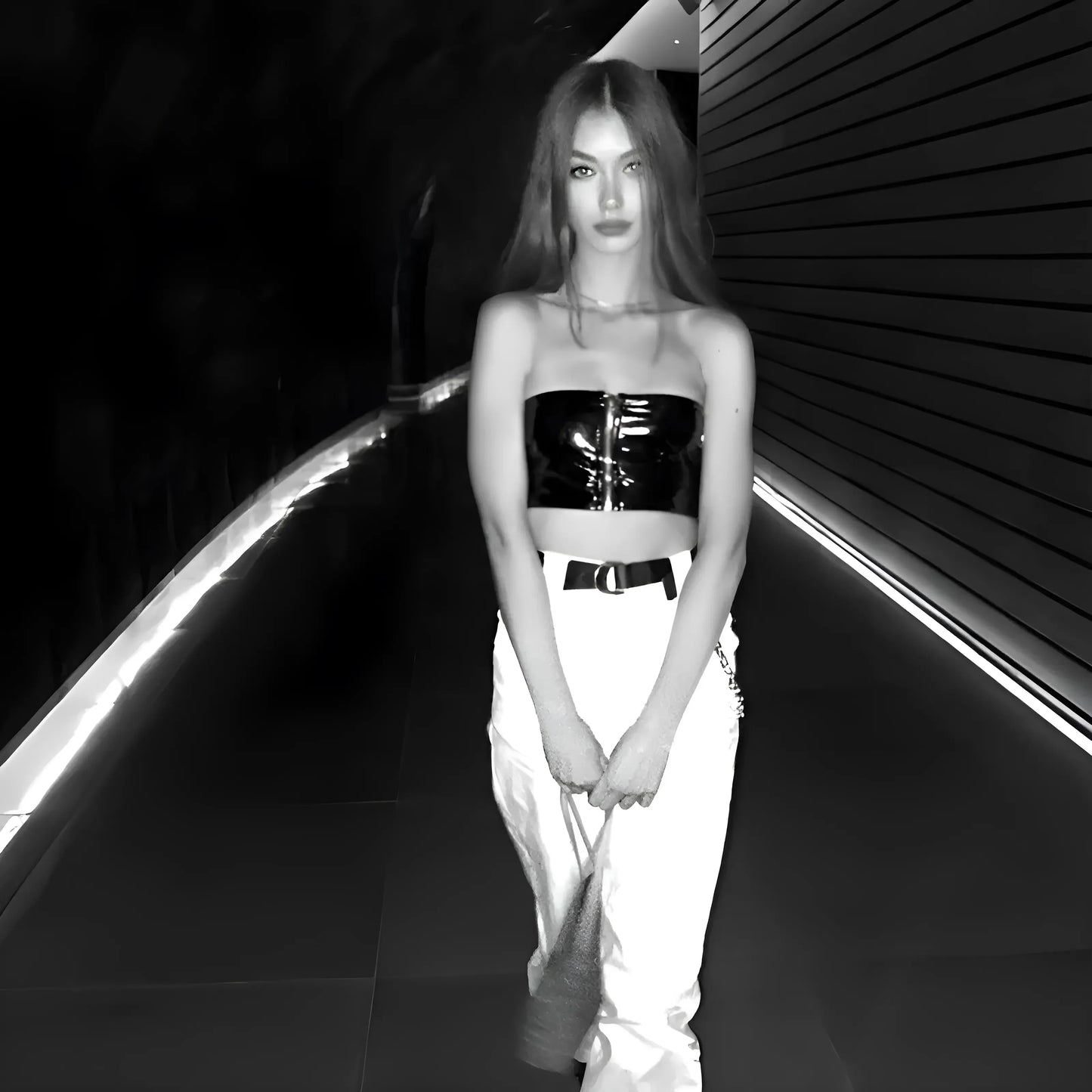 Latex Bandeau Bra with Zip Closure