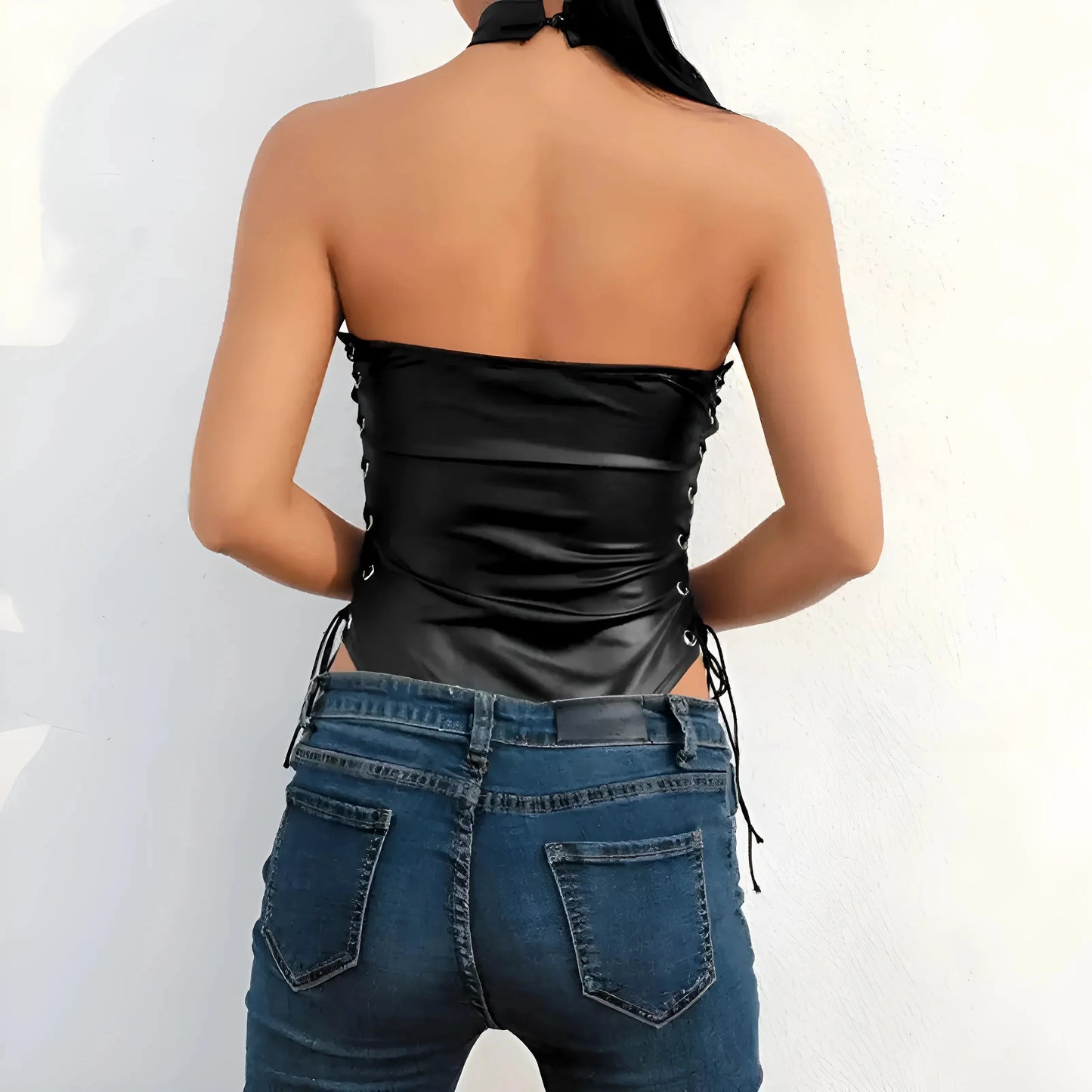 Leather Side-Tie Bodysuit