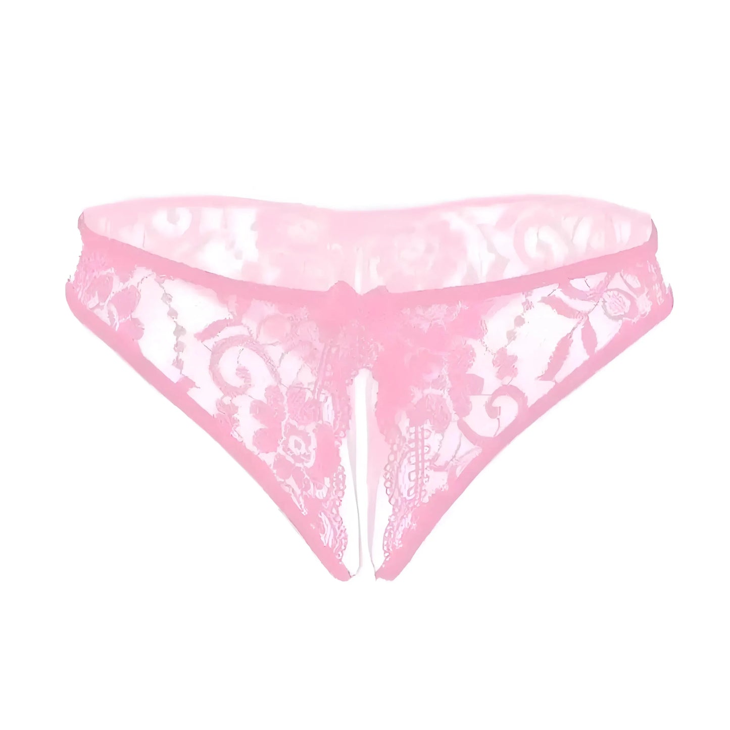 Light Pink Lace Knickers with Cut-Out and Bow Detail