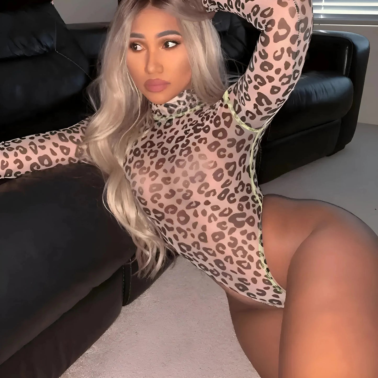 Long Sleeve Leopard Print Top
