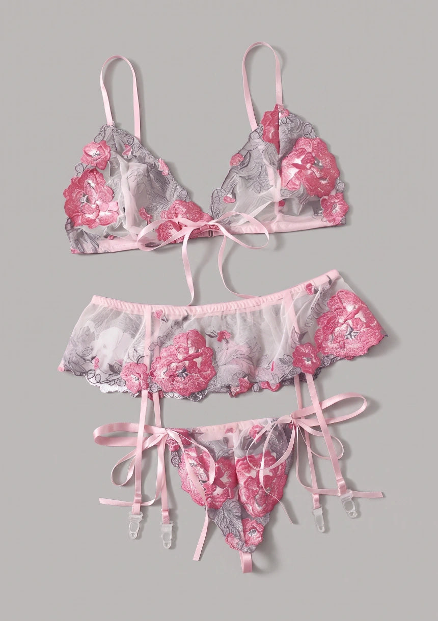 Spitzenunterwäsche-Set mit Rosen