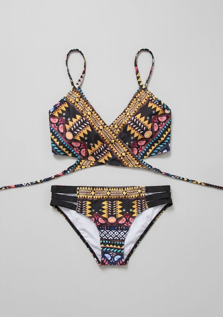 Aztekenmuster Zweiteiliges Bikini-Set
