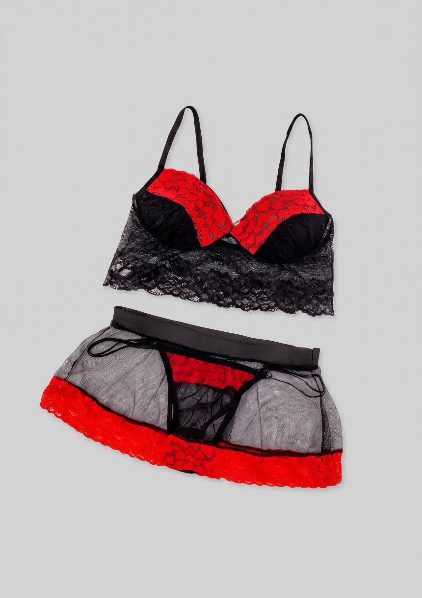 Sinnliches Dessous-Set mit Rock