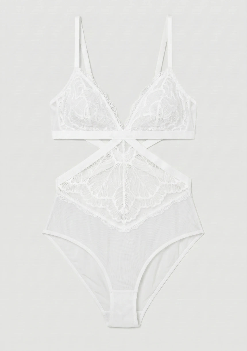 Spitzen-Bodysuit mit dekorativen Ausschnitten