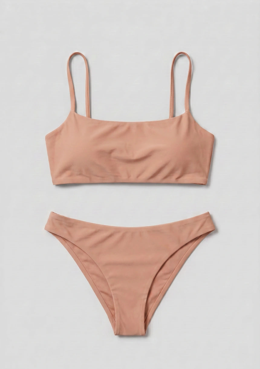 Minimalistischer Zweiteiler Bikini Badeanzug