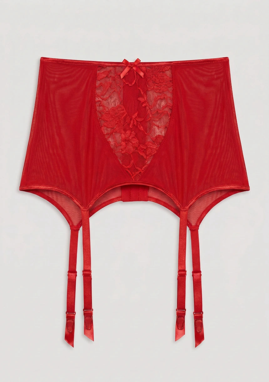 Hochtaillierter Spitzenstrumpfhalter