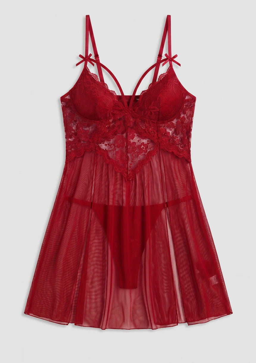 Spitzen-Nachtkleid mit Schlitzen