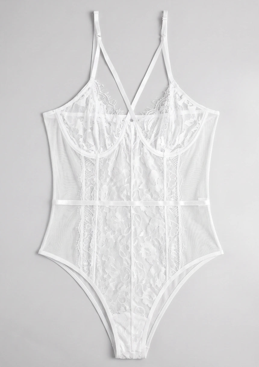 Spitzen-Bodysuit mit Trägern am Ausschnitt