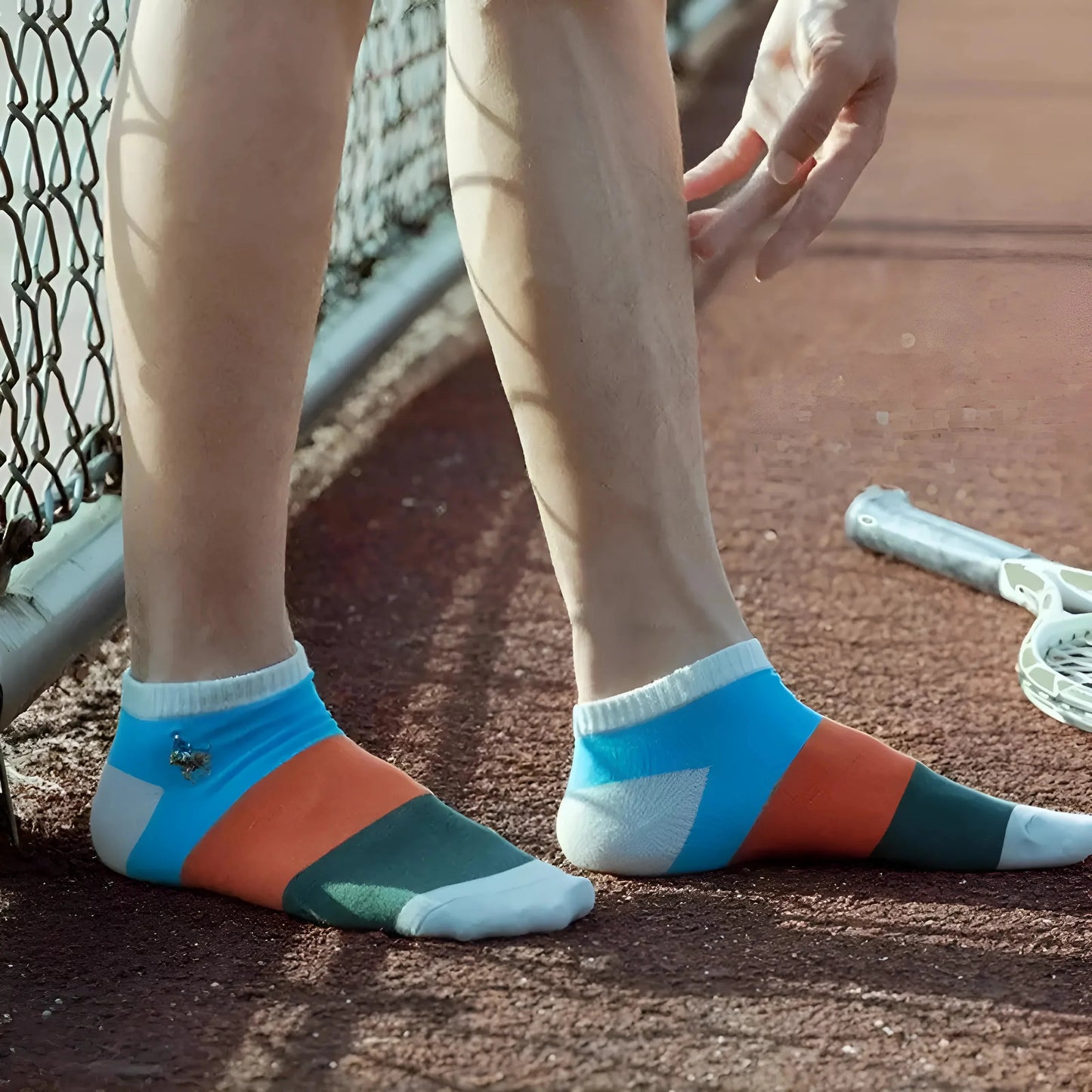 Multicoloured 5 Pack of Men's Ankle Socks in Colourful Stripes