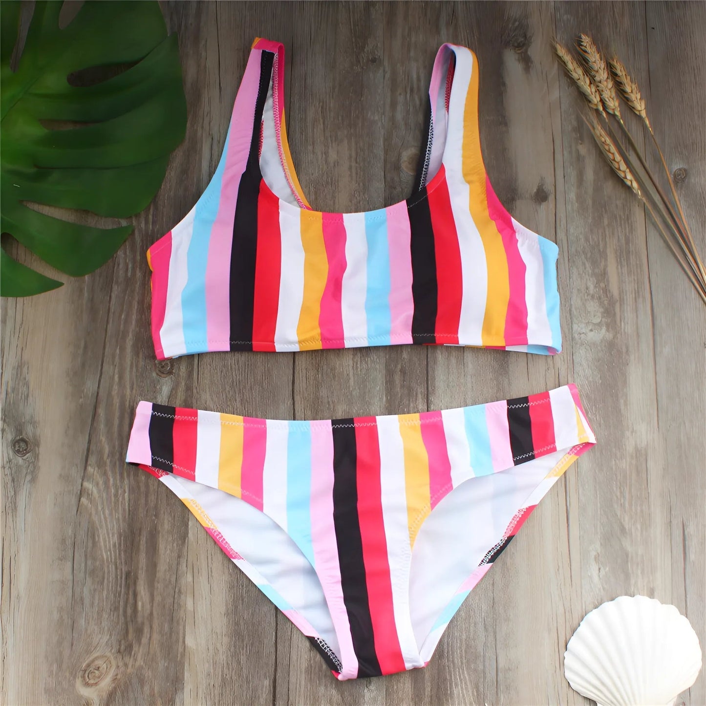 Multicoloured Rainbow Two-Piece Swimsuit