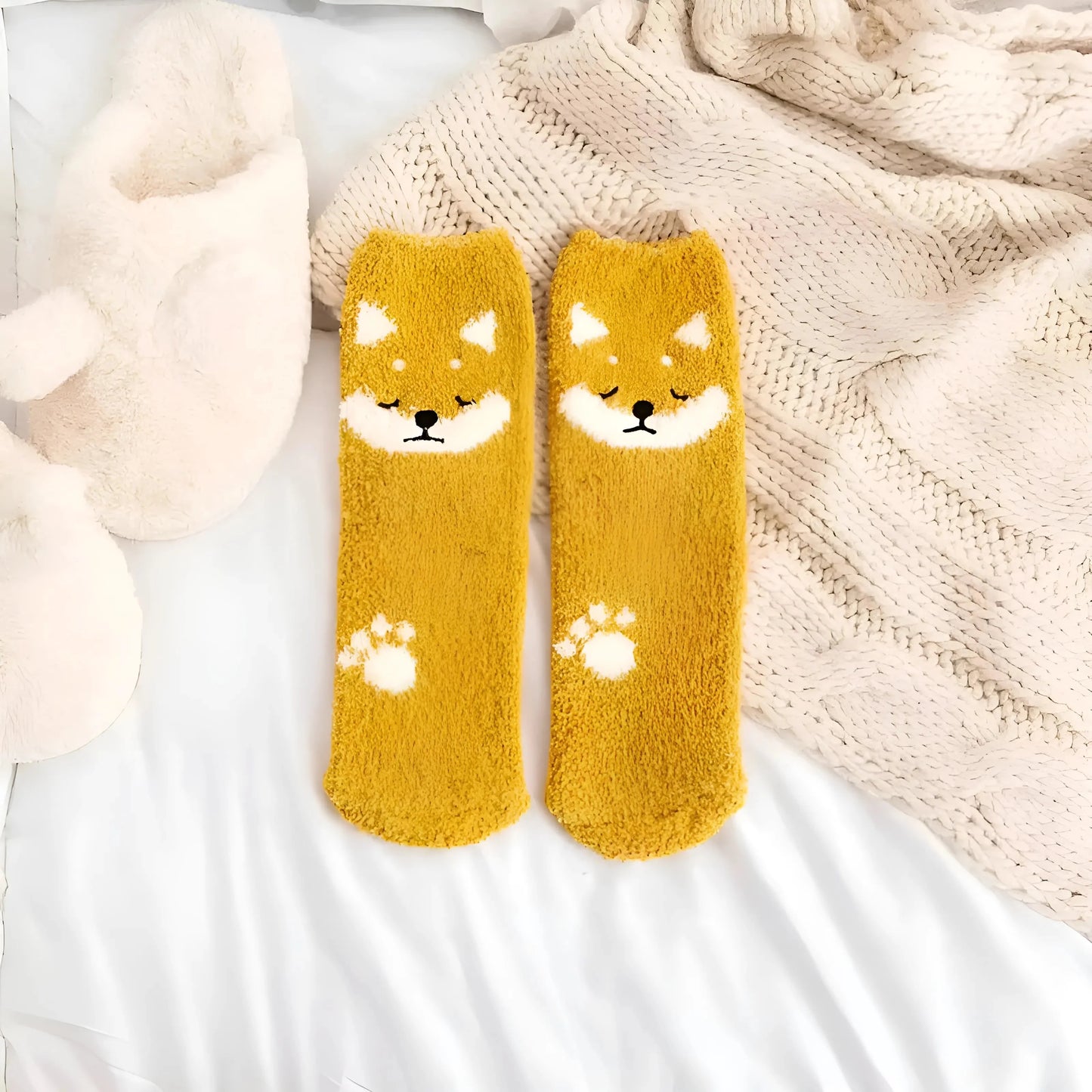 Mustard Animal-Themed Funky Socks