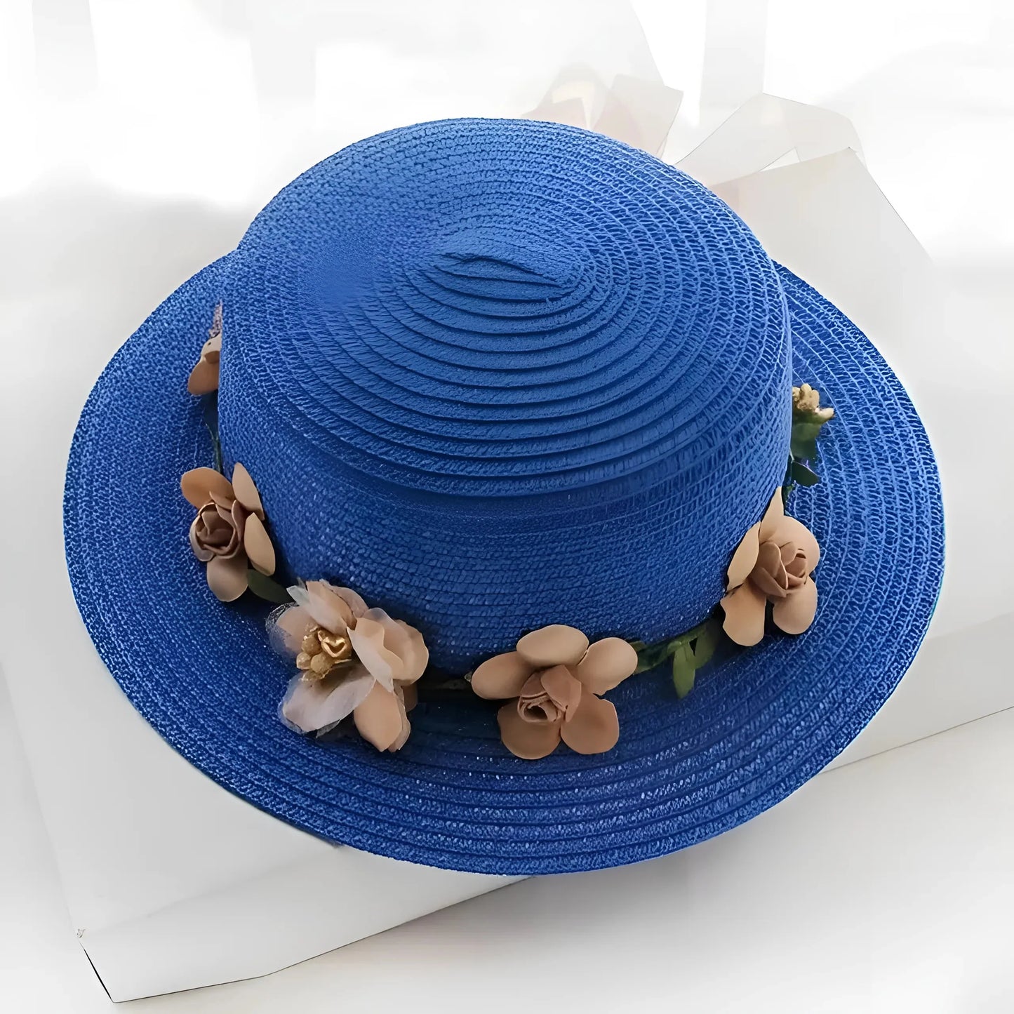Navy Floral Beach Hat