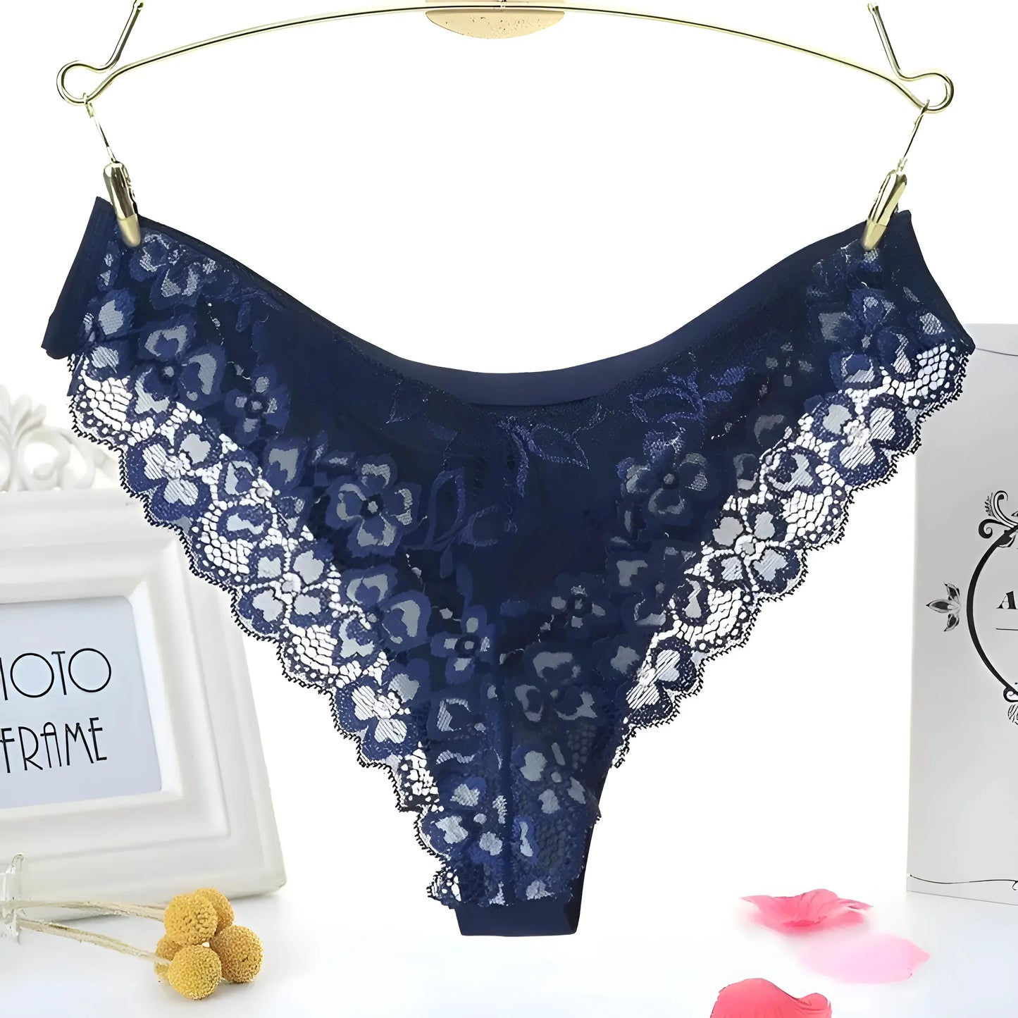 Navy Lace-Back Knickers