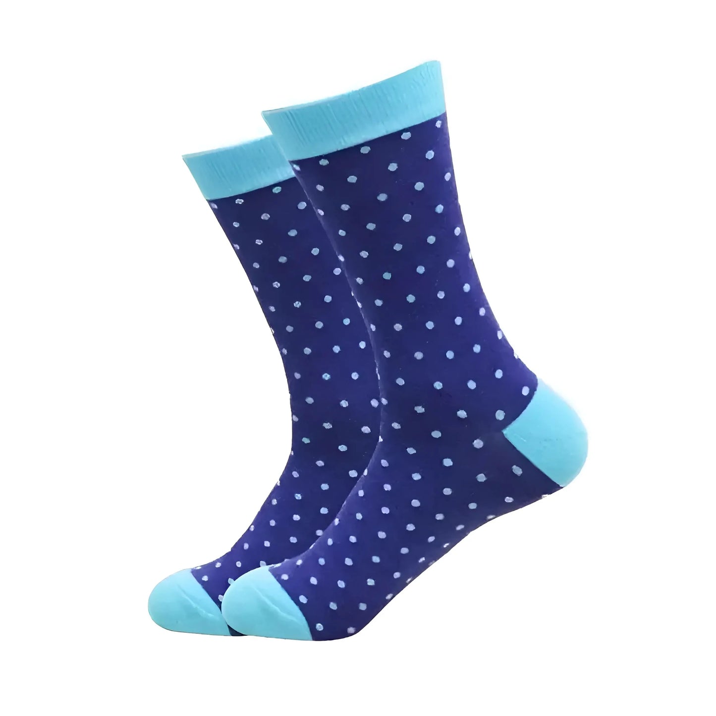 Navy-Light Blue Men's Long Socks in Colourful Patterns