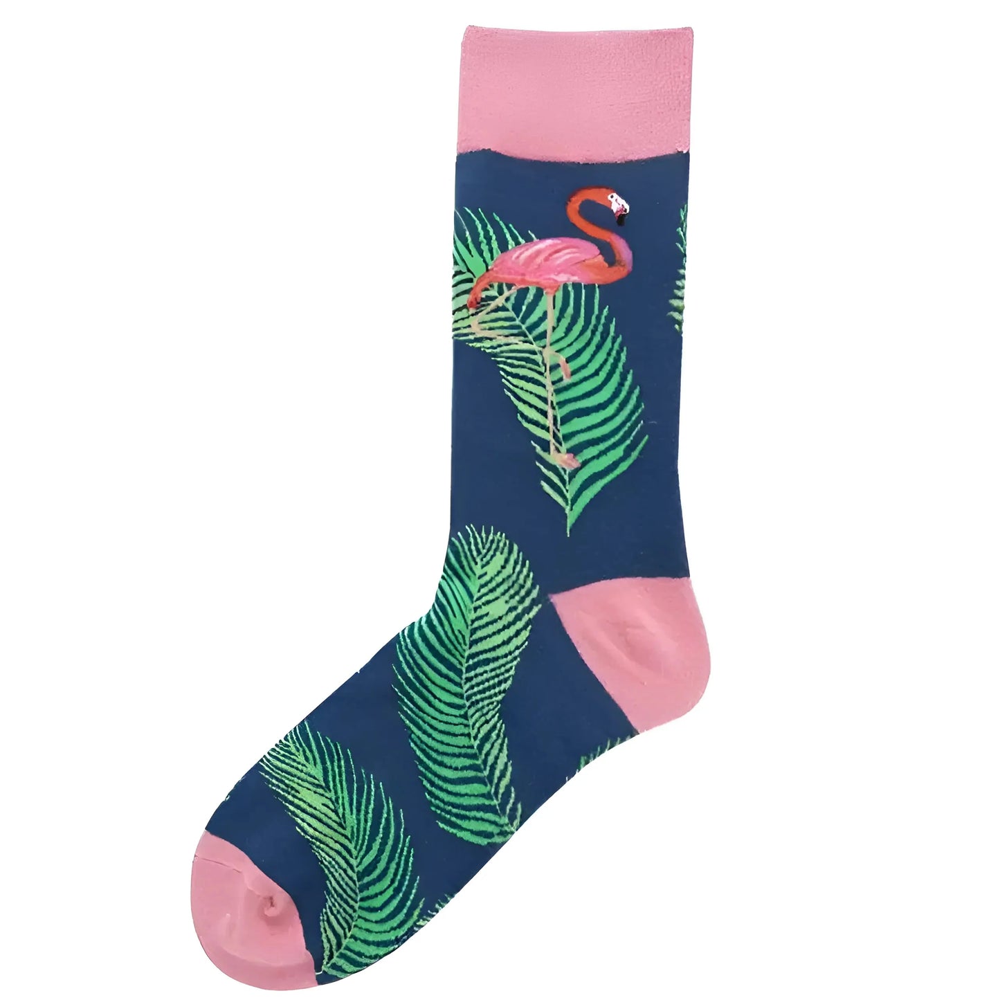 Navy Men's Long Flamingo Socks