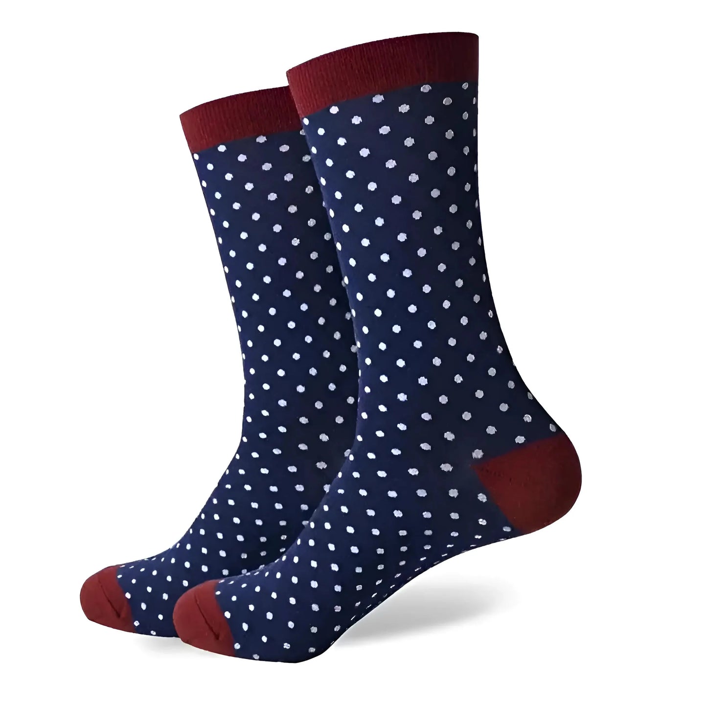 Navy-Red Men's Long Socks in Colourful Patterns