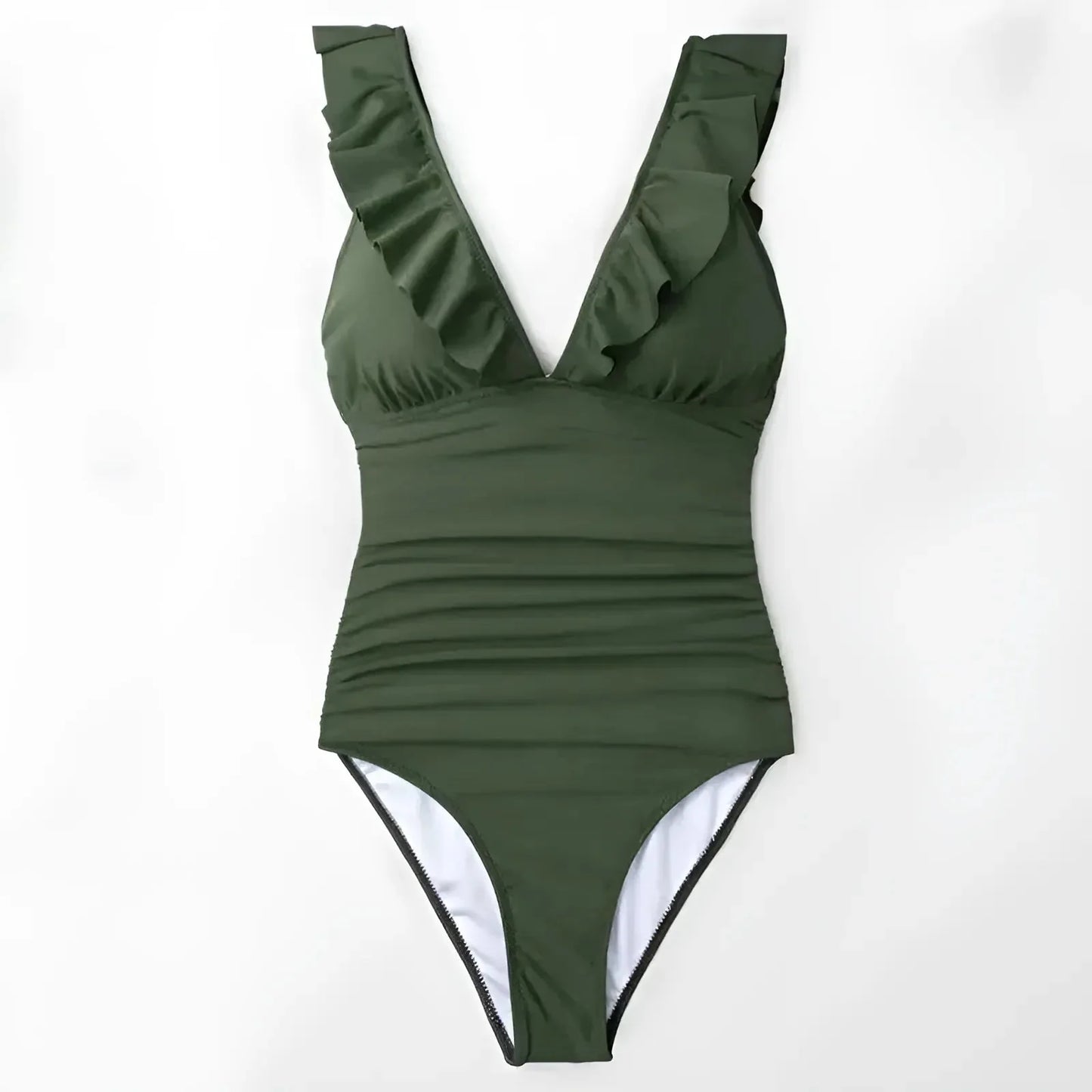 One-Piece Swimsuit Monokini with Ruffles