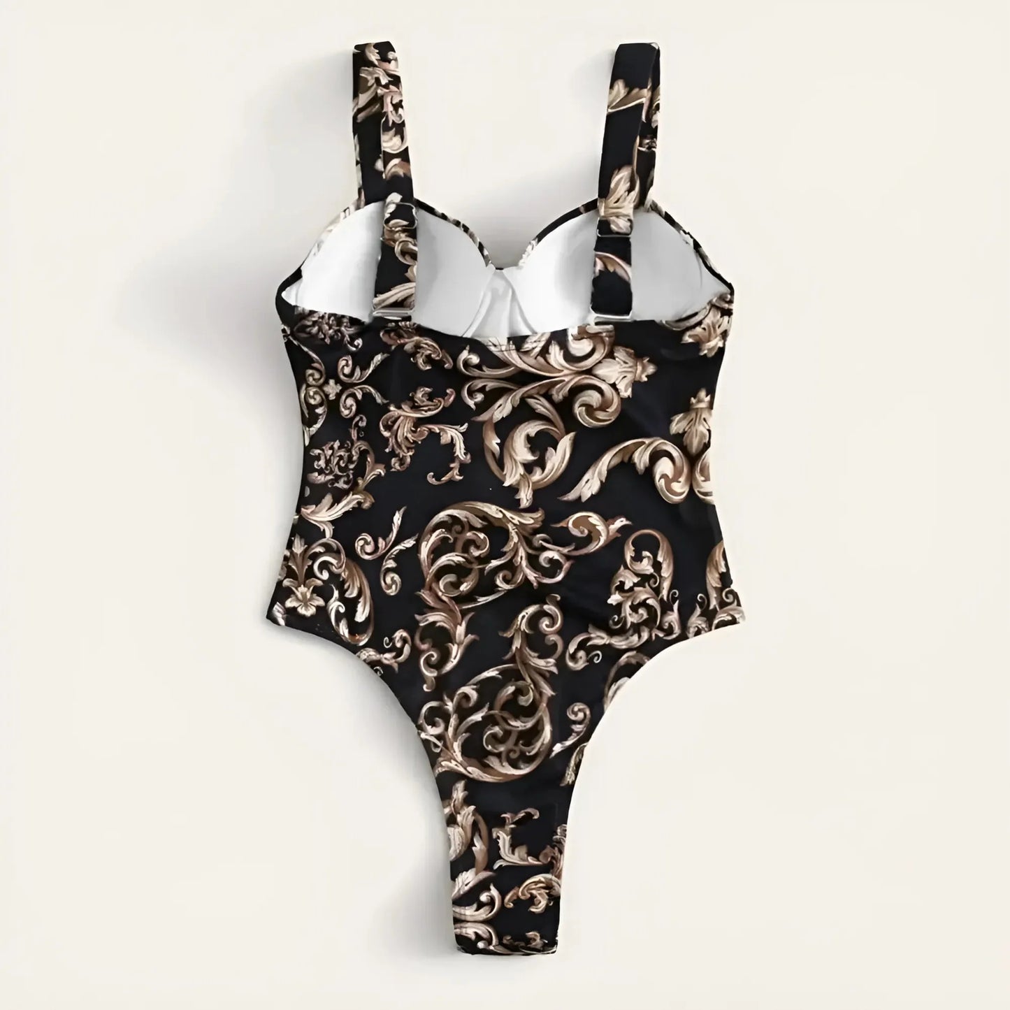One-Piece Swimsuit with Decorative Pattern