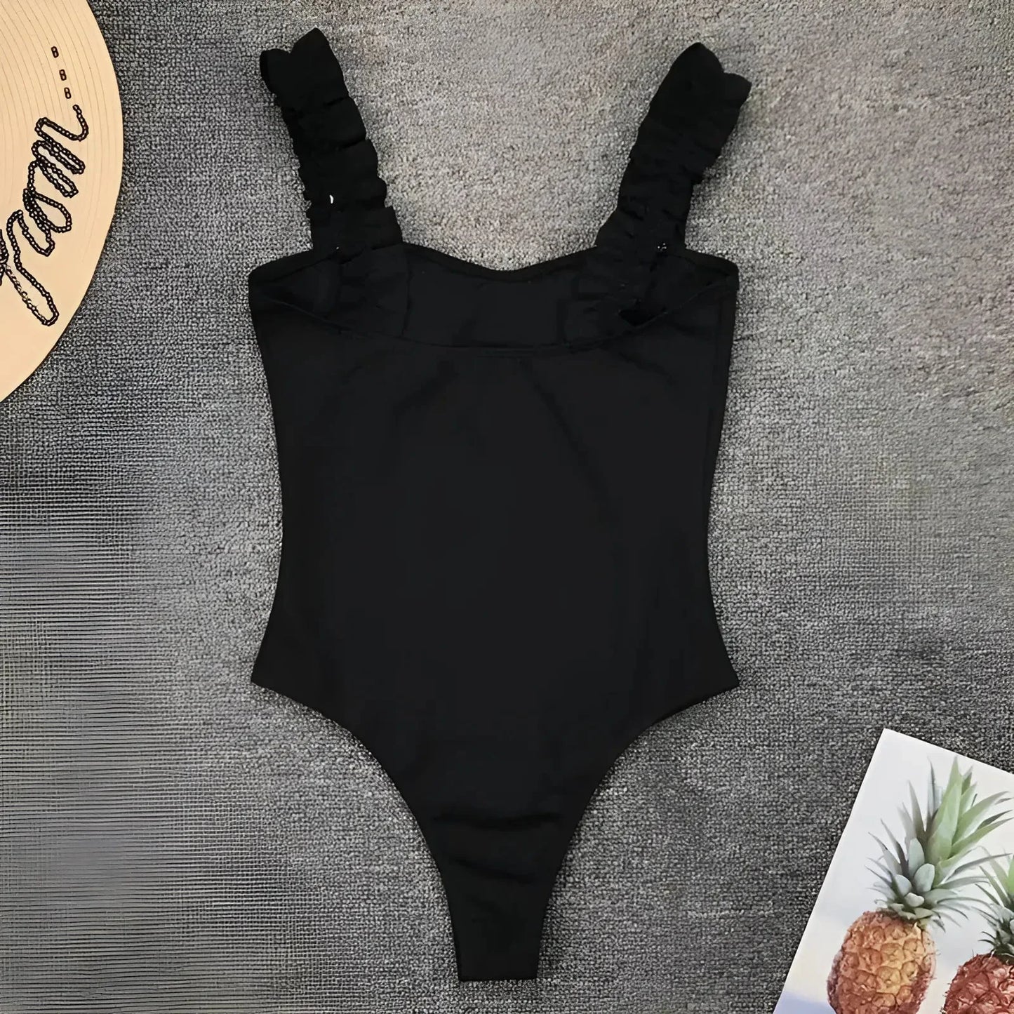 One-Piece Swimsuit with Decorative Straps
