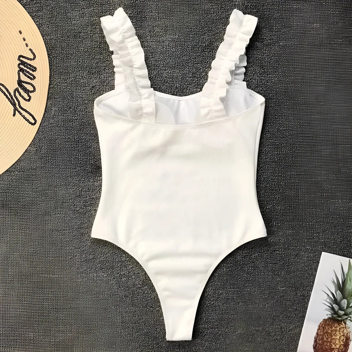 One-Piece Swimsuit with Decorative Straps