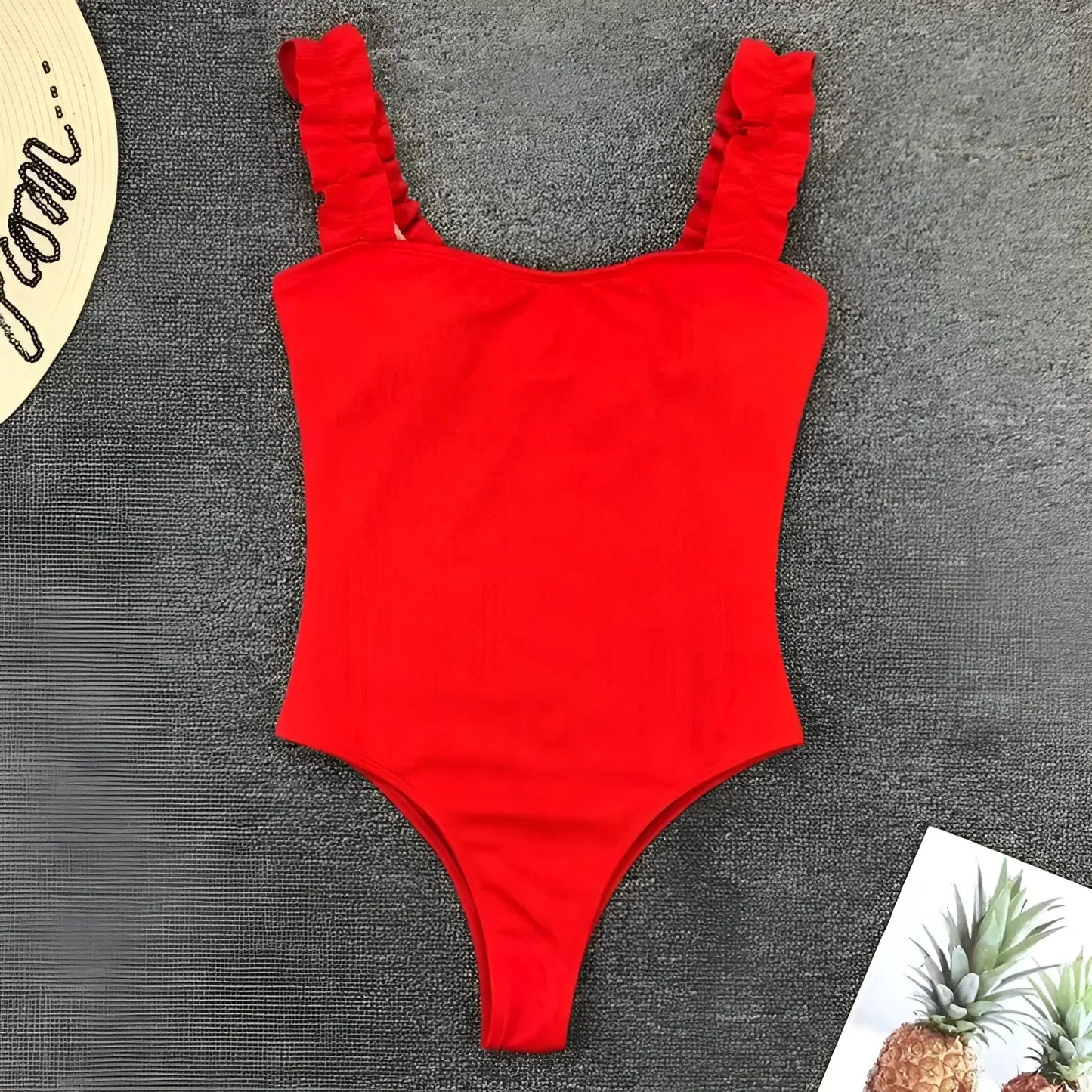 One-Piece Swimsuit with Decorative Straps