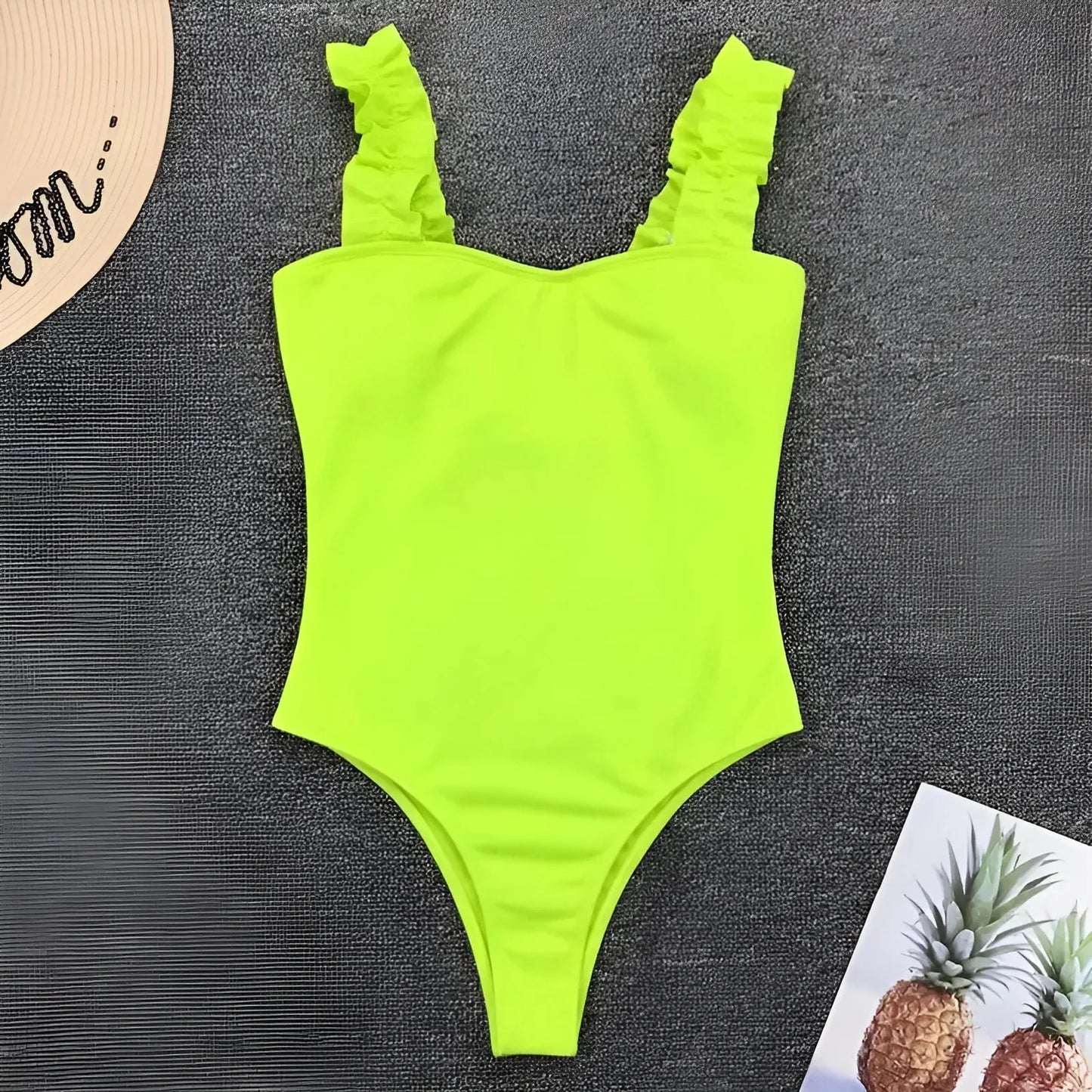 One-Piece Swimsuit with Decorative Straps