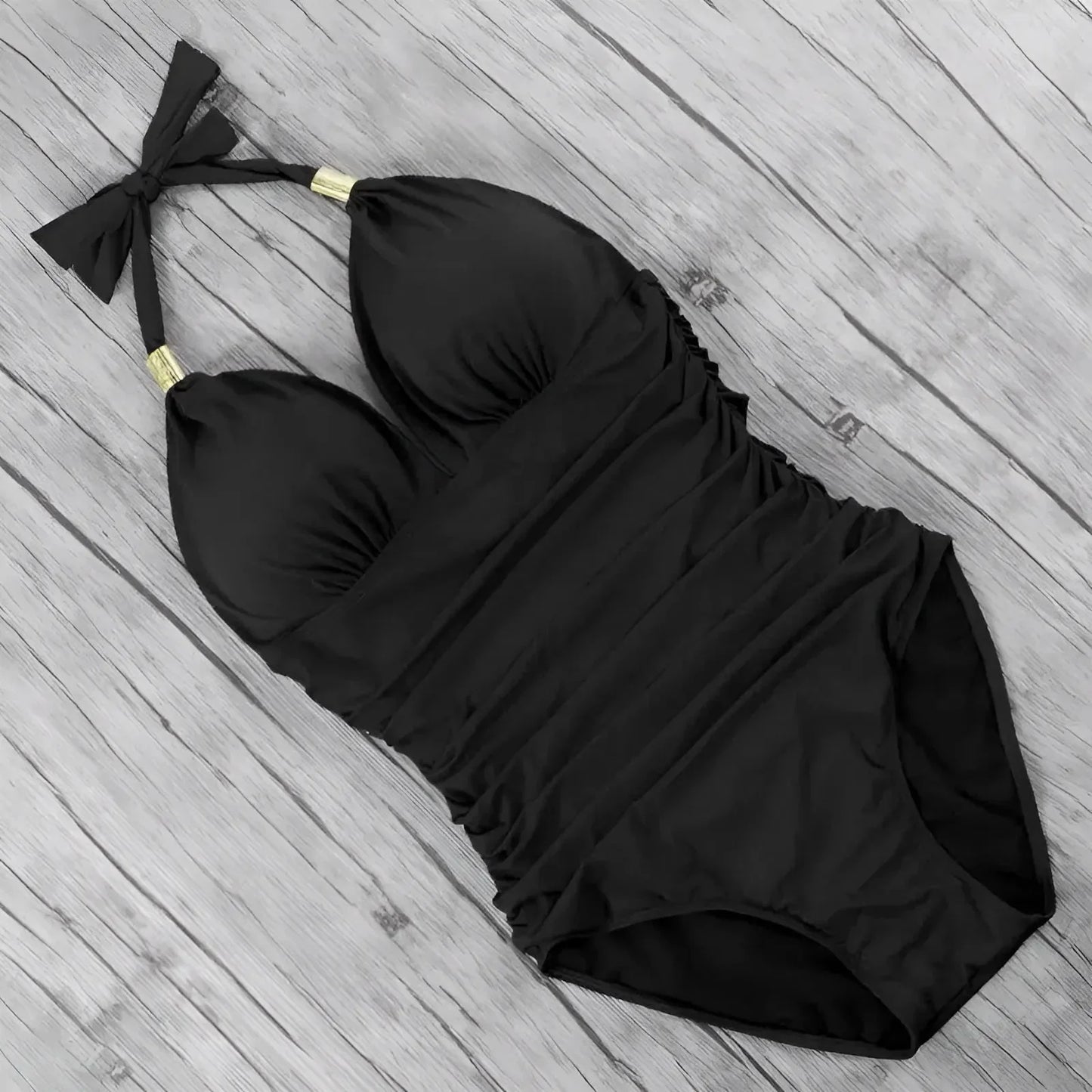 One-Piece Swimsuit with Neck Tie