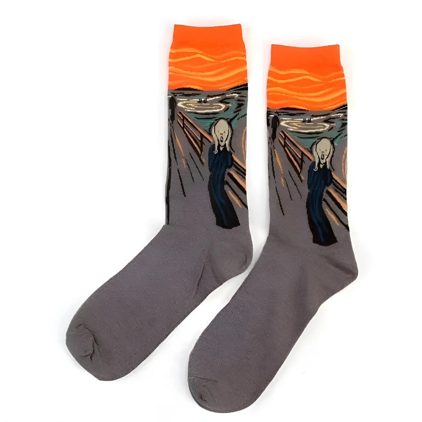 Orange Long Socks with Artistic Designs