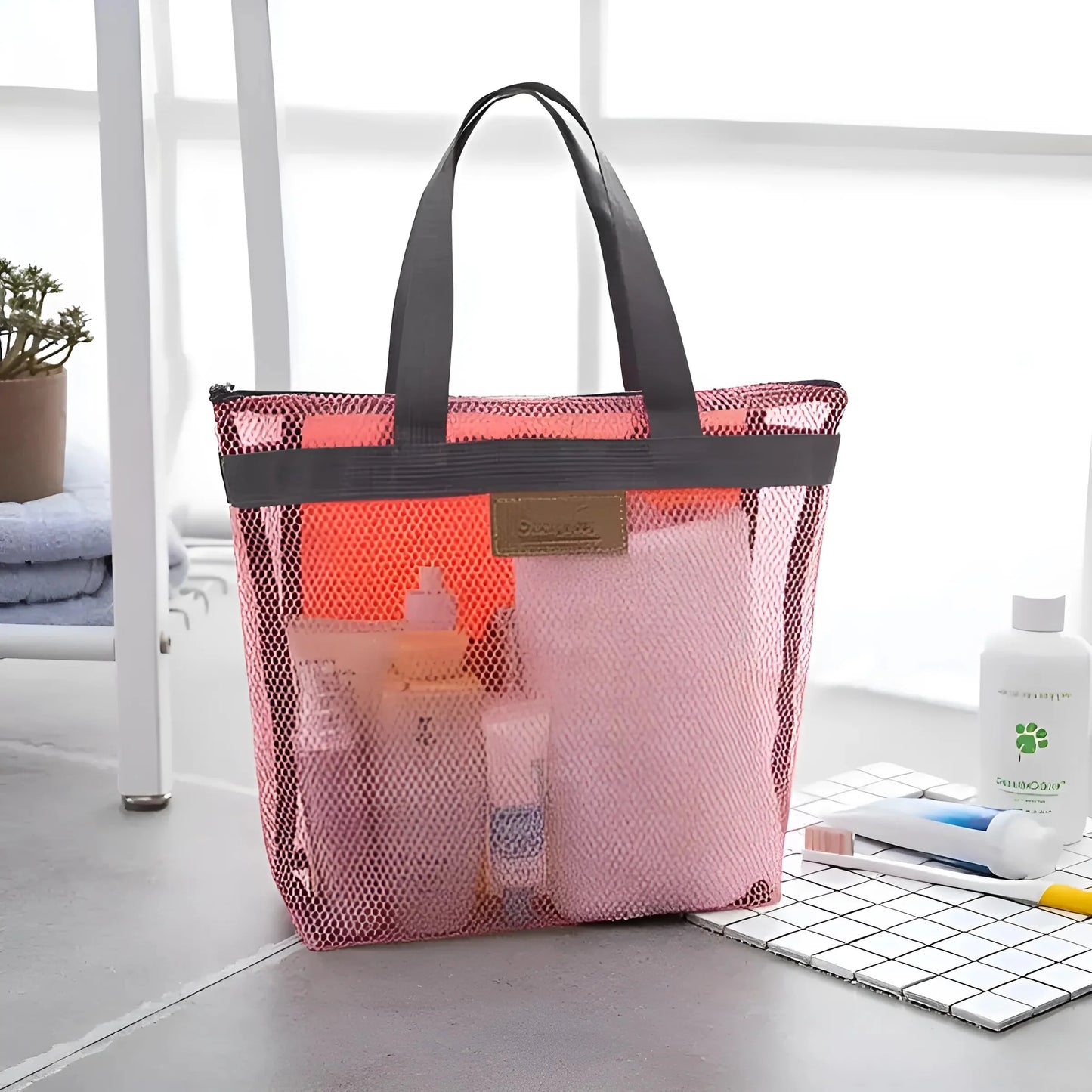 Orange Mesh Beach Cosmetic Bag