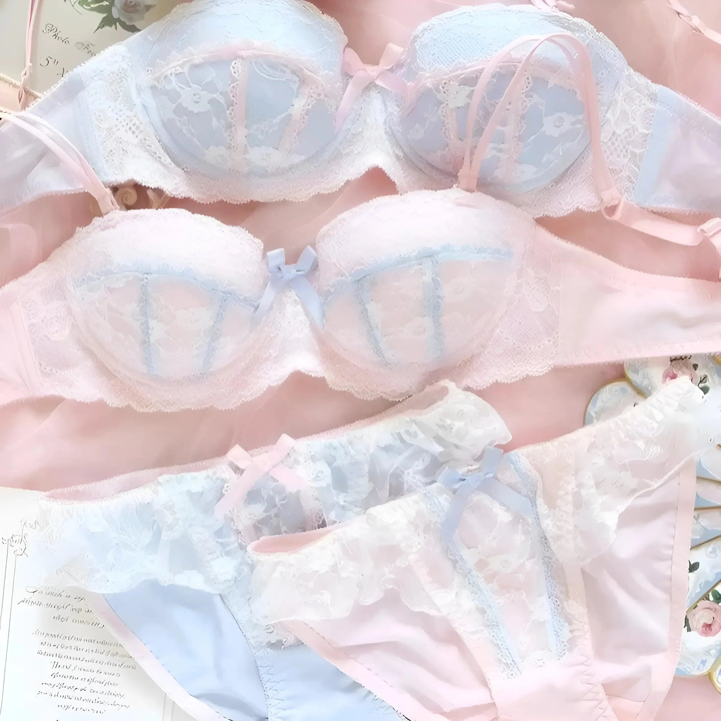 Pastel Lace Lingerie Set