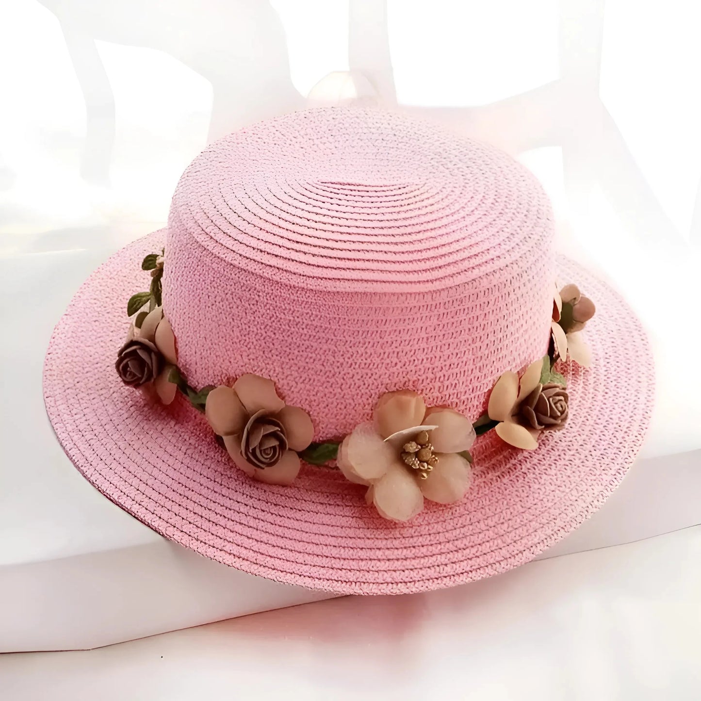 Pink Floral Beach Hat
