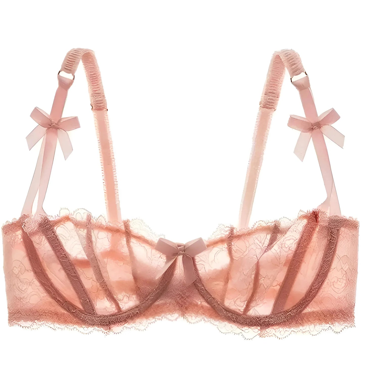 Pink Lace Bra with Bows