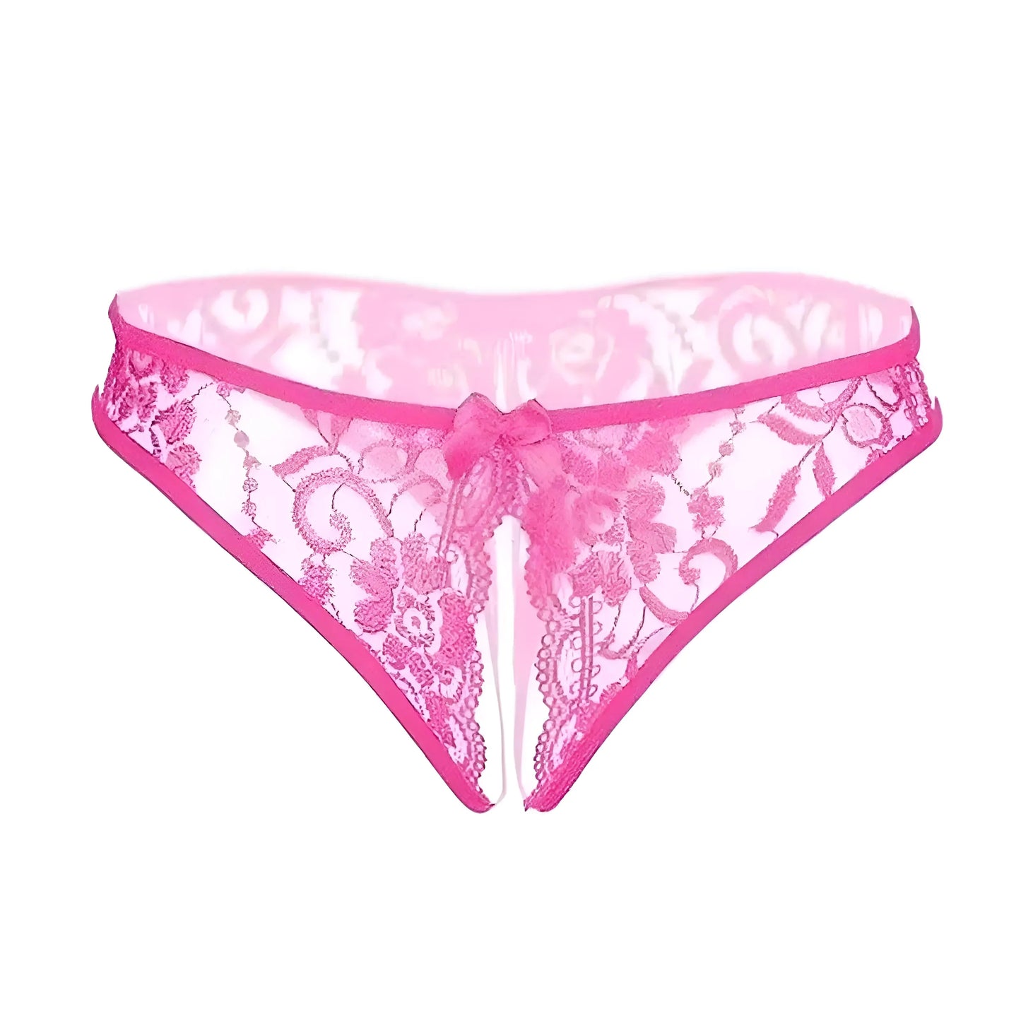 Pink Lace Knickers with Cut-Out and Bow Detail
