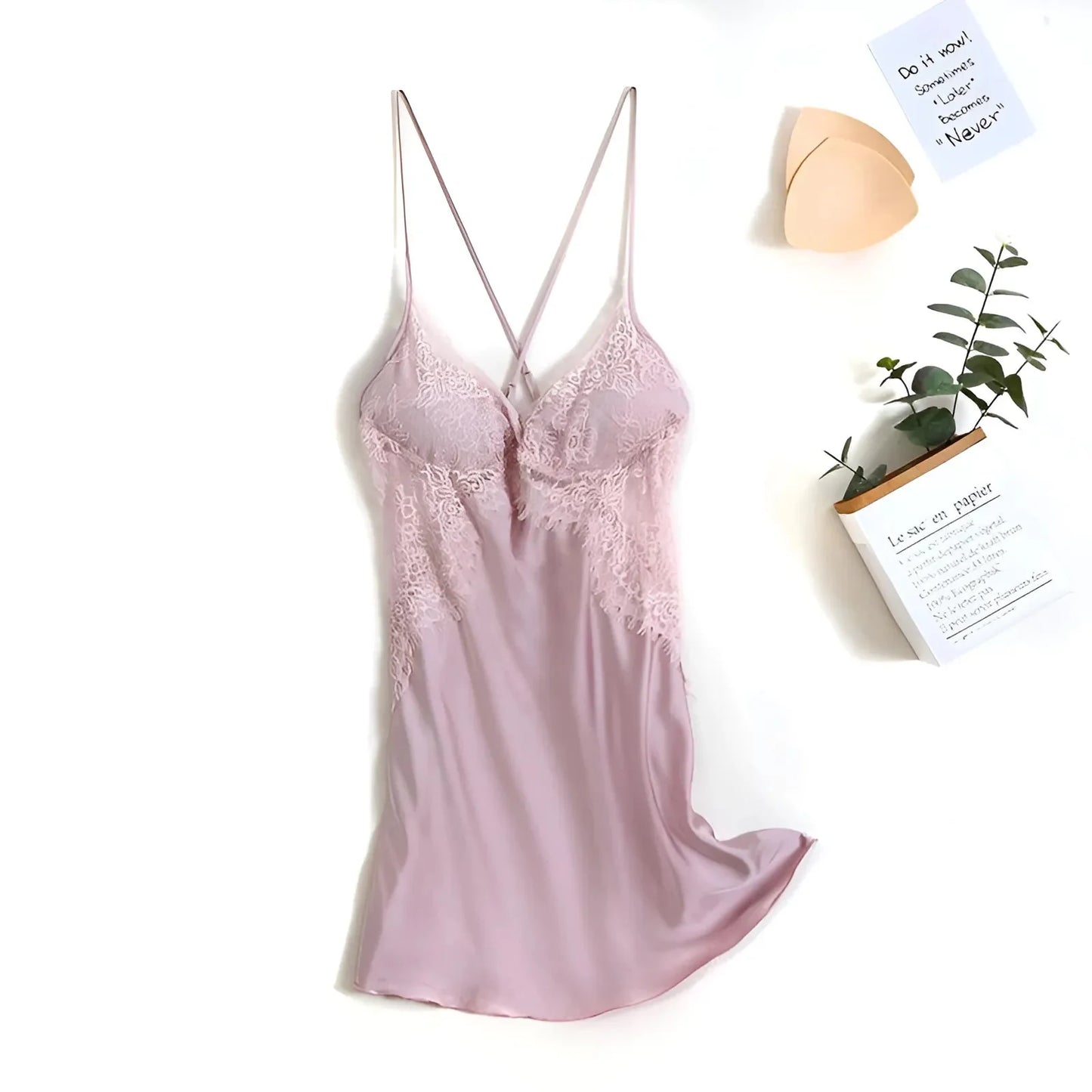 Pink Lace Trim Nightdress