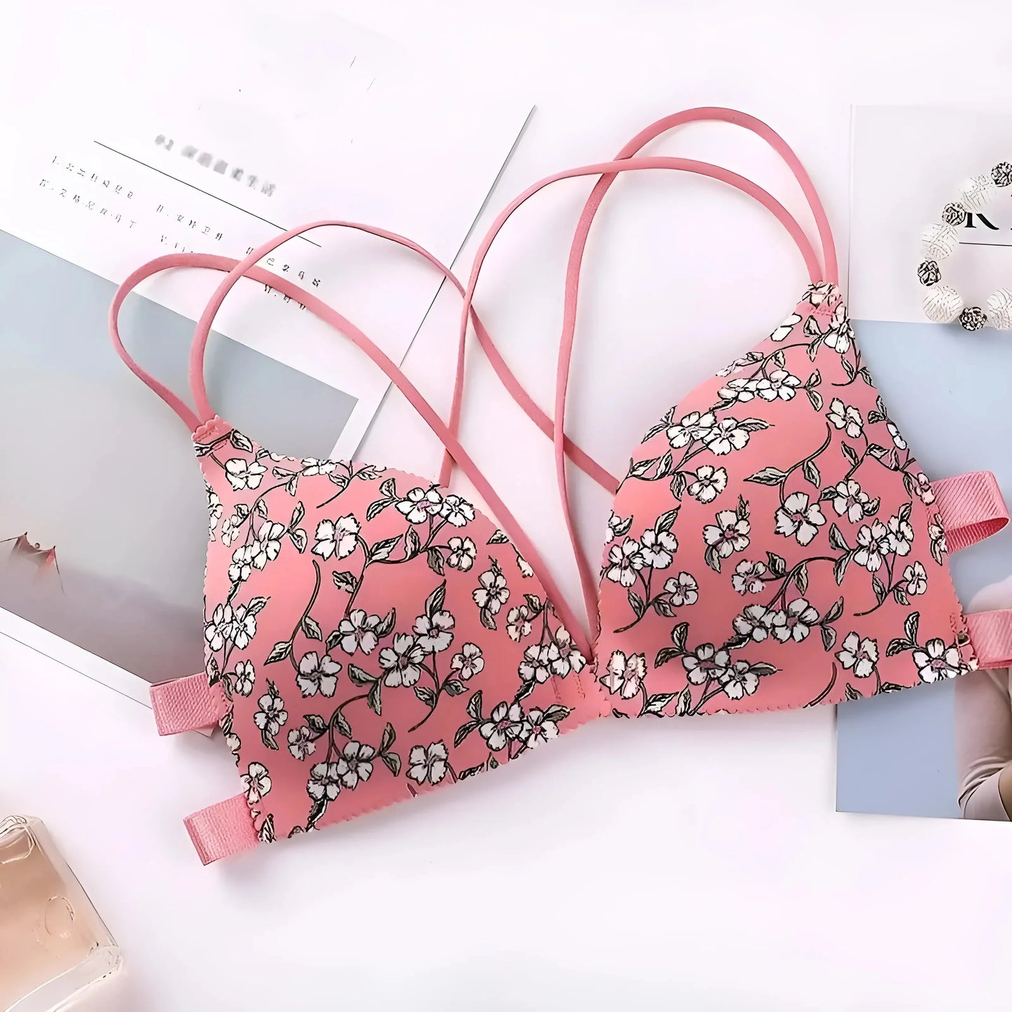 Pink Push-Up Bra with Straps