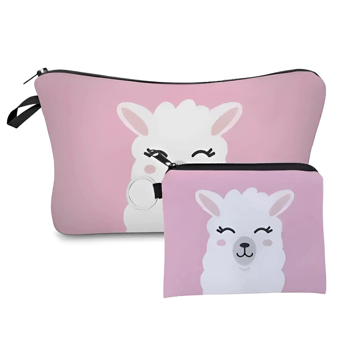 Pink Set of Two Zip Cosmetic Bags