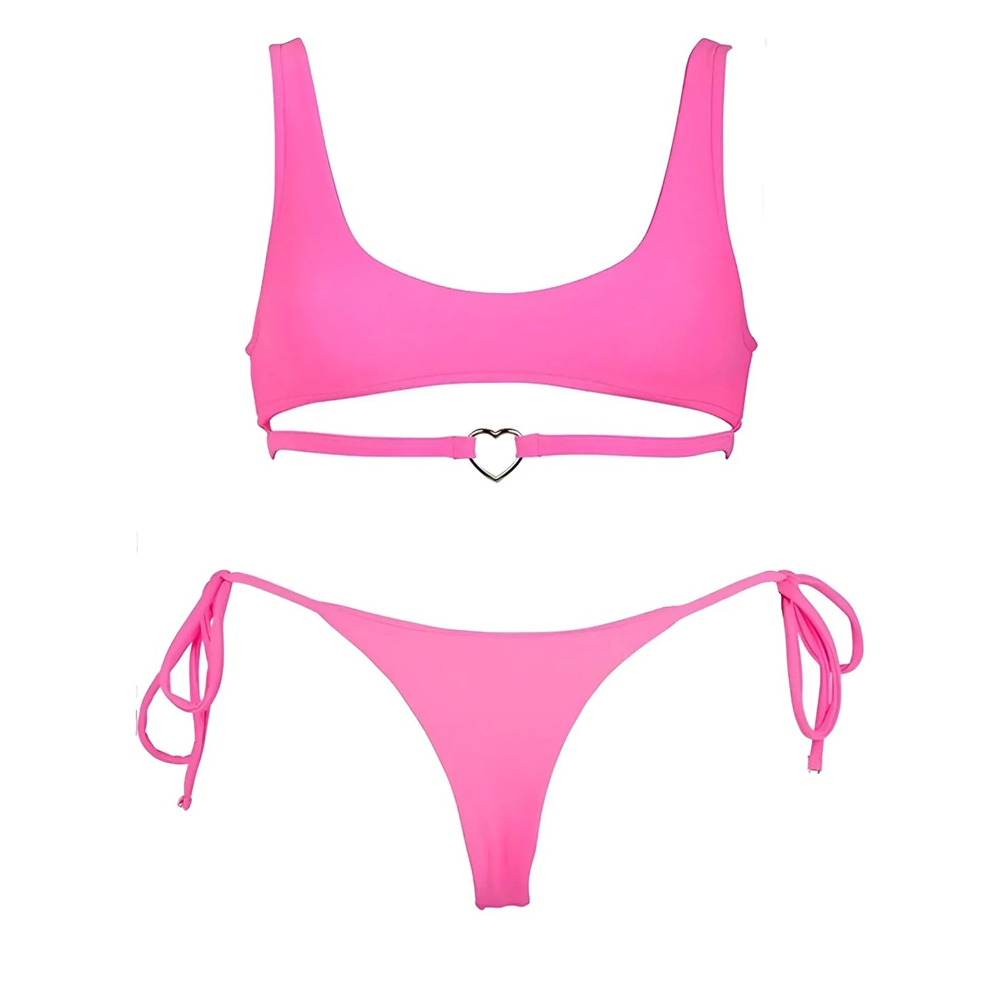 Pink Two-Piece Swimsuit with Under-Bust Strap