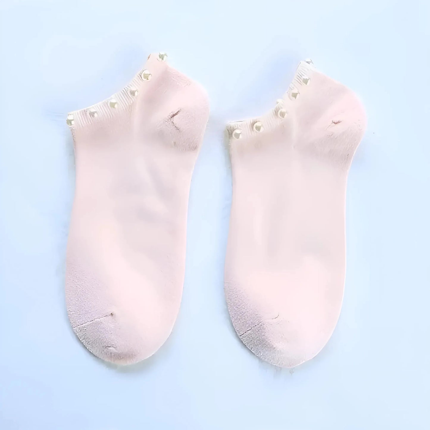 Pink Women's Pearl Embellished Socks