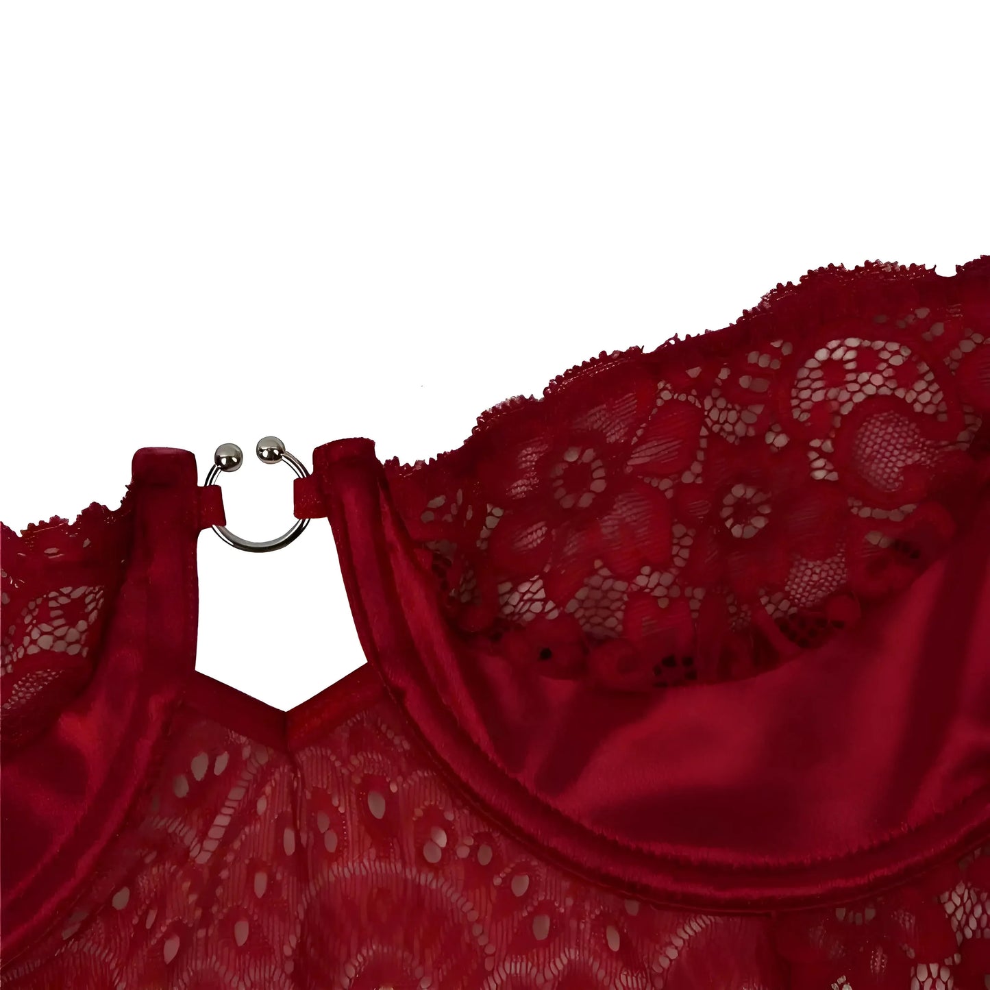 Plus Size Lace Bodysuit with Waist Strap