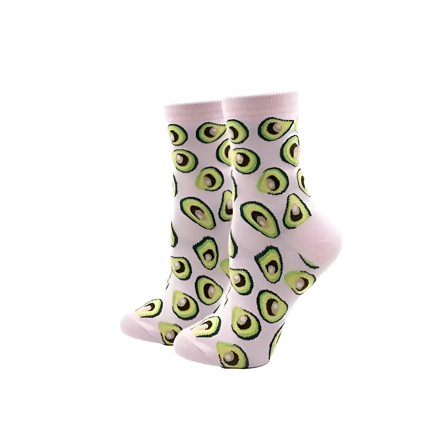 Powder Pink Long Socks with Colourful Prints