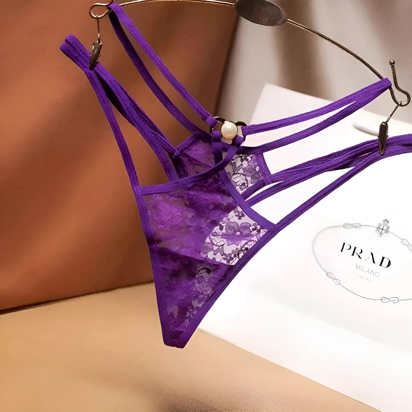 Purple Lace Briefs with Straps
