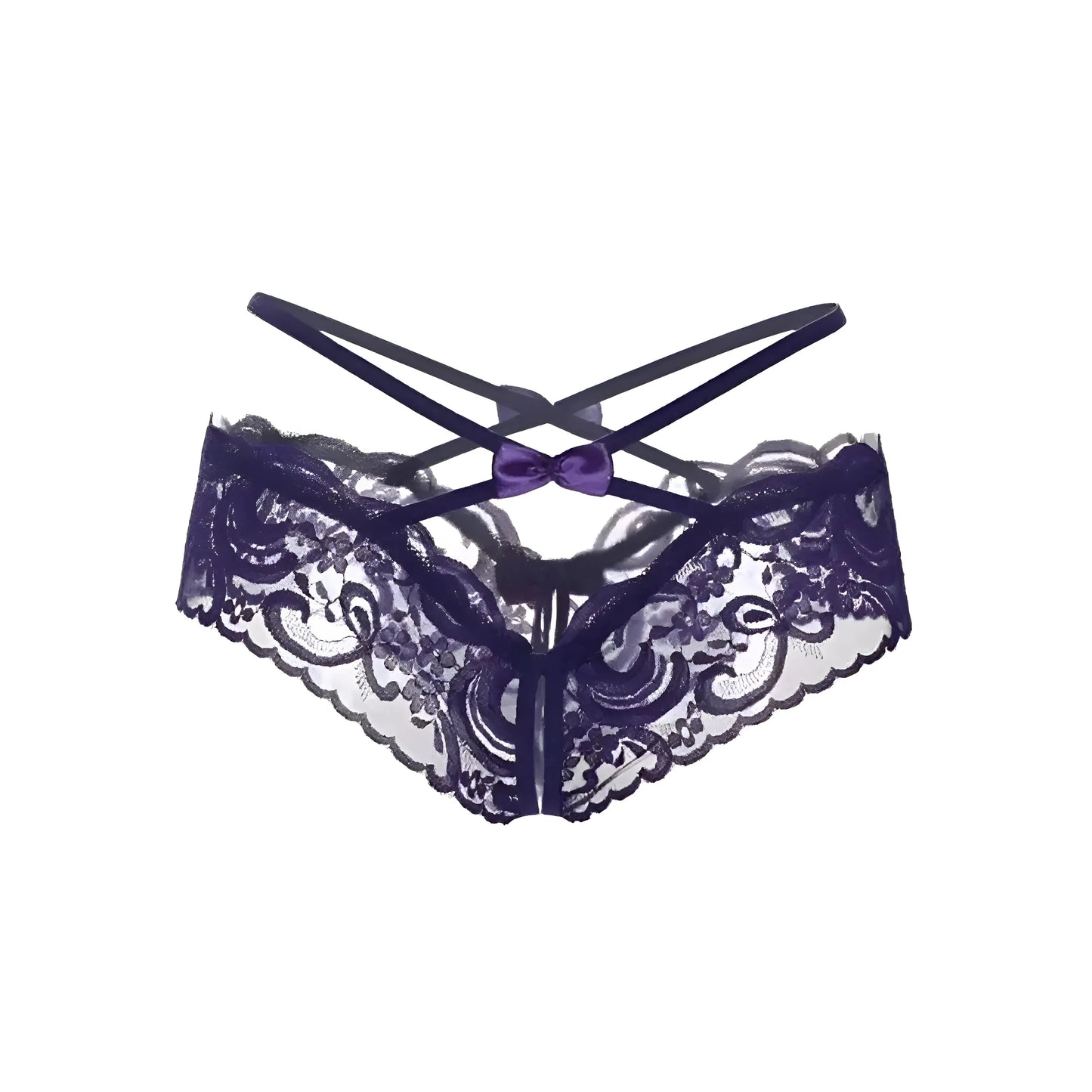 Purple Lace Knickers with Decorative Straps