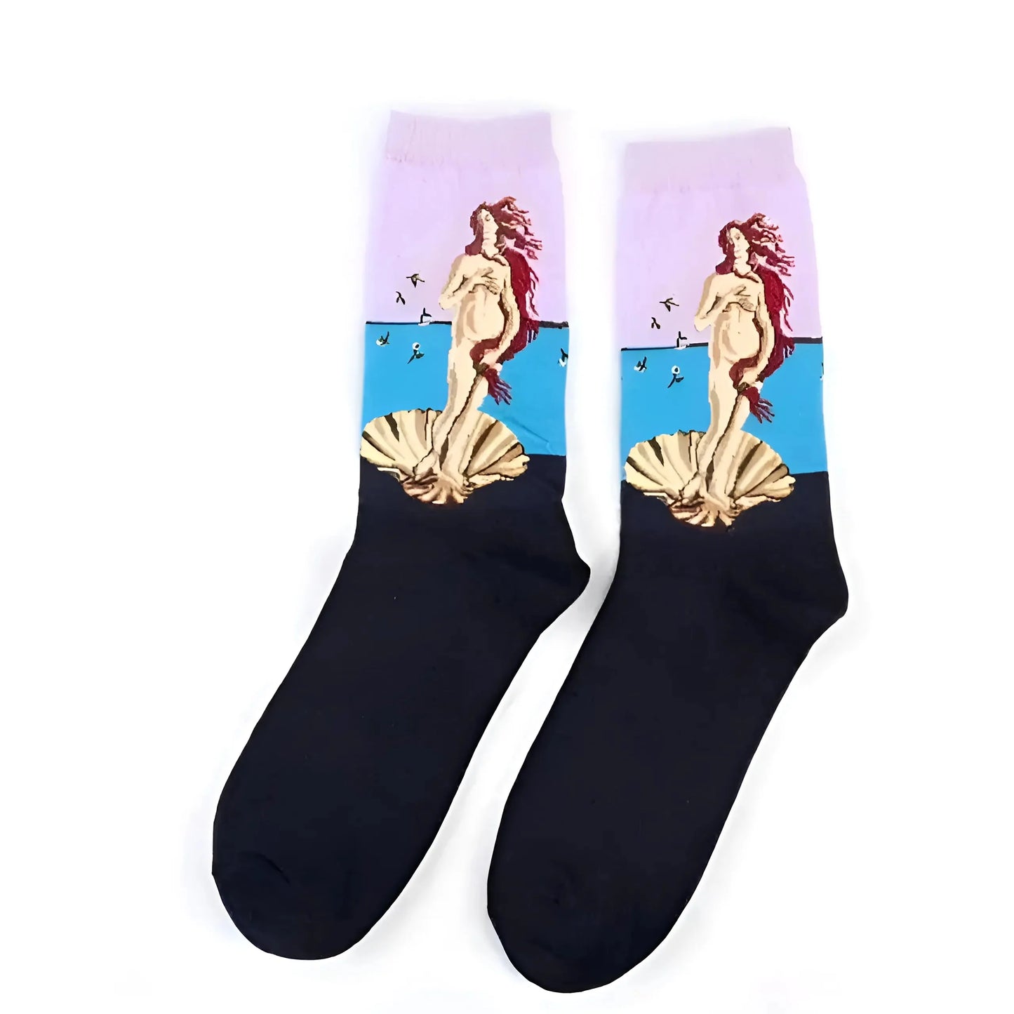 Purple Long Socks with Artistic Designs