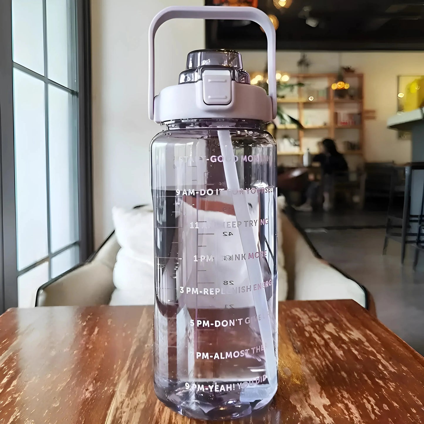 Purple Transparent Motivational Water Bottle